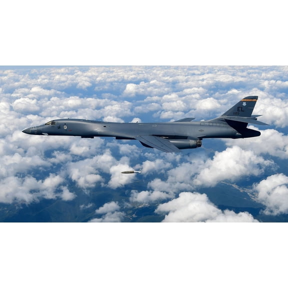 Wall Art Impressions 24x13in US B1-B bomber over N.Korea Photographic Print Poster Atomic Weapon