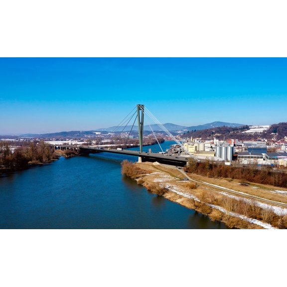 Wall Art Impressions 24x14in Photo Paper Autobahnbrucke uber die Donau bei der Isarmundung nahe Deggendorf