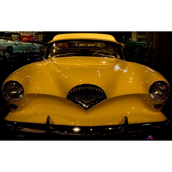 Wall Art Impressions 24x15in Yellow Chevrolet Camaro In A Parking Lot Photographic Print Poster