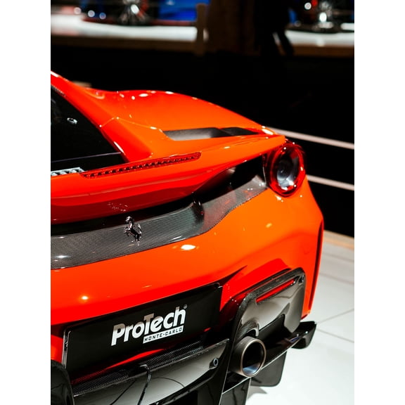 Wall Art Impressions 24x16 Red Mustang rear tailgate, exhaustin Photo Print Poster