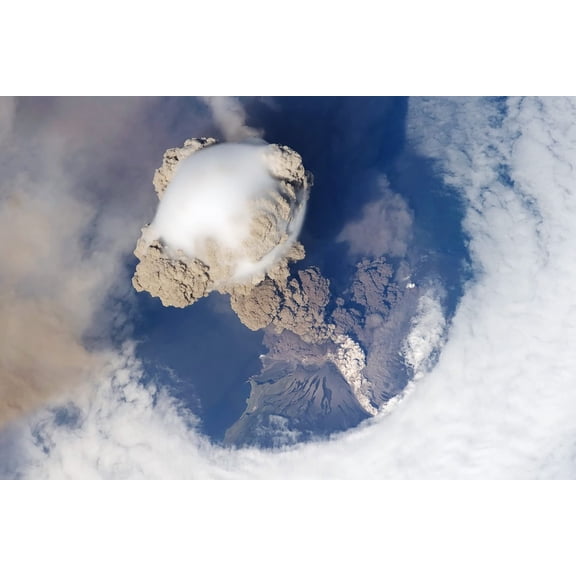 Wall Art Impressions 24x16in Coated Paper Sarychev Eruption Sarychev Peak Volcano, Kamchatka Russia