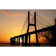 Wall Art Impressions 24x16in Photo Paper Ponte Vasco da Gama Bridge at Sunrise Portugal