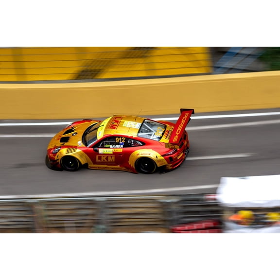 Wall Art Impressions 24x16in Photographic Print Poster Gold And Red Racing Car On Road