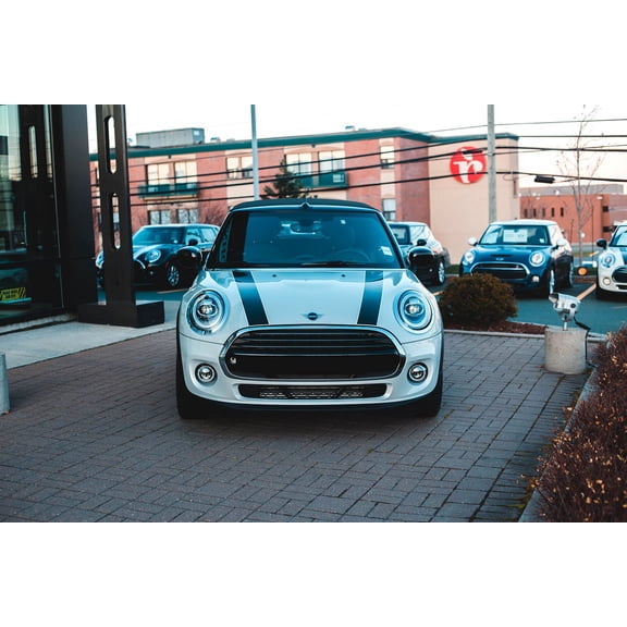Wall Art Impressions 24x16in White And Black Mini Cooper Photographic Print Poster