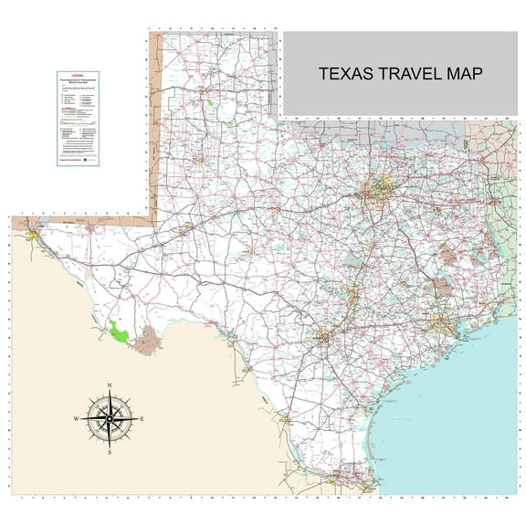 Wall Art Impressions 24x24in Official Texas Travel Map【Laminated】