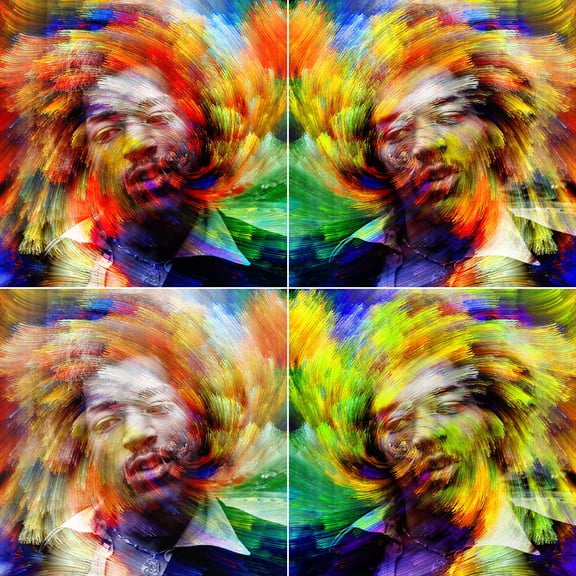 Wall Art Impressions 24x24in Photo Paper Jimi HendrixPsychedelic Art