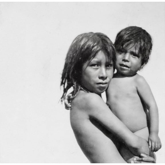 Wall Art Impressions 24x31in Photo Paper A Laguna girl Nude pueblo Indian girl holding small child