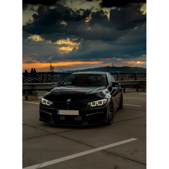 Wall Art Impressions 24x33in Photographic Print Poster Black BMW Under Grey Clouds Cityscape