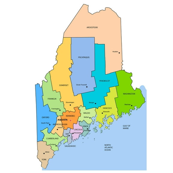Wall Art Impressions 24x33in Poster Maine County Map [Laminated]