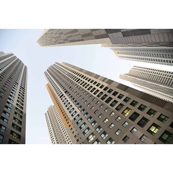 Wall Art Impressions 24x35in Photographic Print Poster City Buildings Sky Skyscrapers Apartments