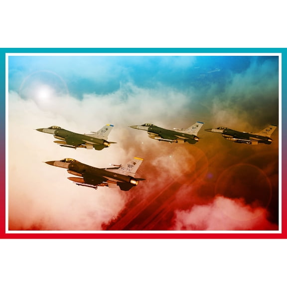 Wall Art Impressions 24x36in F-16 Fighting Falcon Photographic Print Poster Military Aircraft Air Force aircraft Formation Art Print photo