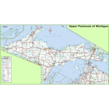 Wall Art Impressions 24x43in Map of Upper Peninsula of Michigan【Photo Paper】