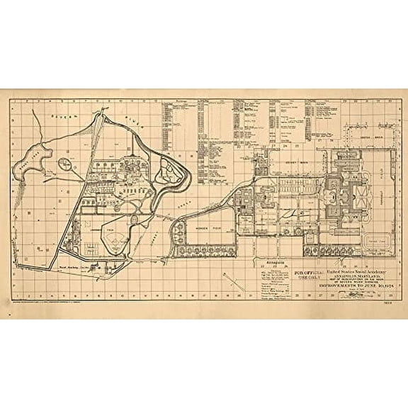 Wall Art Impressions 24x43in US Naval Academy Photographic Print Art Print Poster Political Topographical and Physical Maps of USA Annapolis, Maryland 1924