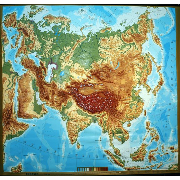 Wall Art Impressions 25"x24" Laminated Poster :: Physical Map of Kazakhstan