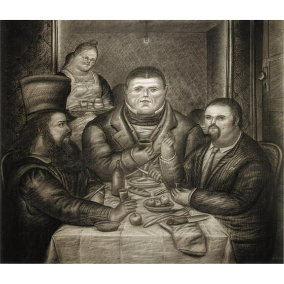Wall Art Impressions 25x21in Photographic Quality Poster Dinner with Ingres and Piero della Francesca, 1968 - Fernando Botero