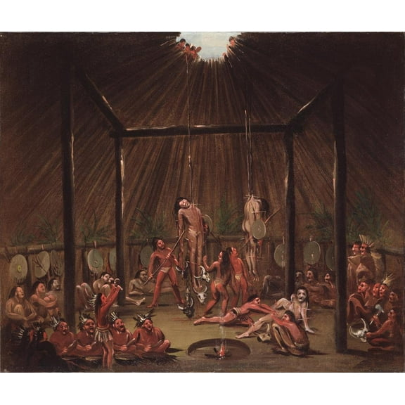 Wall Art Impressions 28x24in Photographic Quality Poster The Cutting Scene, Mandan O-kee-pa Ceremony