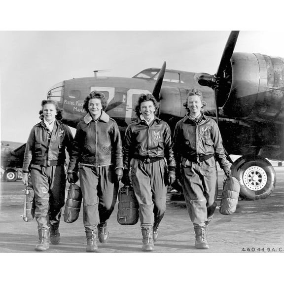 Wall Art Impressions 30x24in Poster Group of Women Airforce Service Pilots and B-17 Flying Fortress