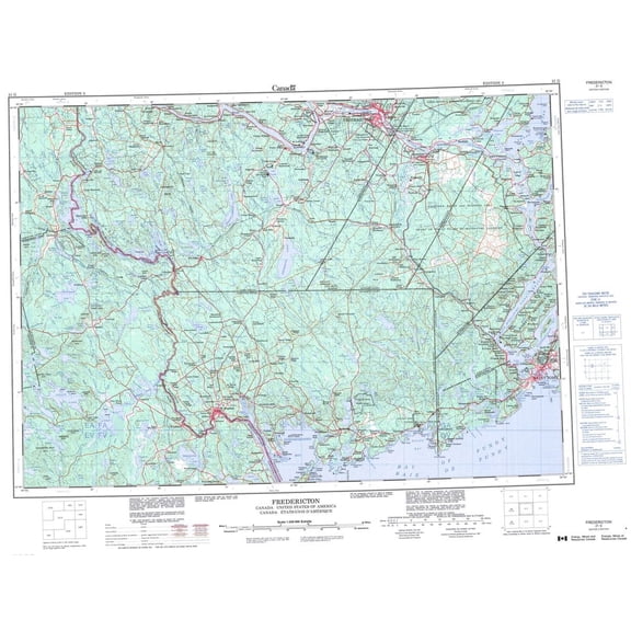 Wall Art Impressions 31"x24" Photographic Quality Poster:: Printable Topographic Map of Fredericton 021G, NB [Laminated]