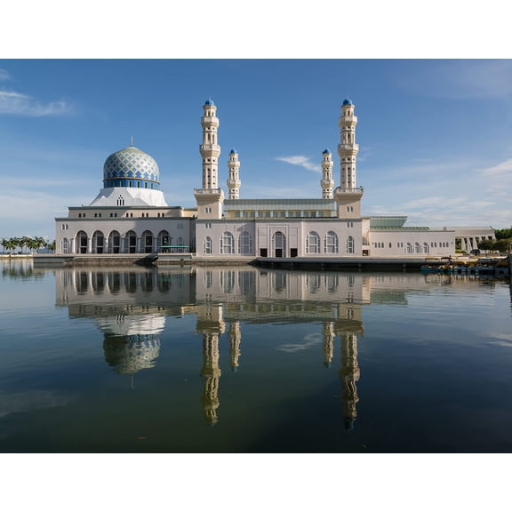 Wall Art Impressions 31x24in Coated Paper Kota Kinabalu, Sabah City Mosque in Likas. Malaysia