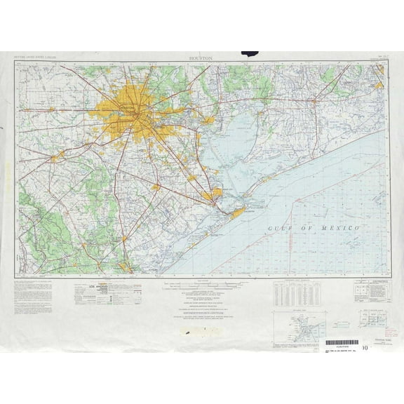Wall Art Impressions 32"x24" Laminated Poster :: Houston topographic maps, TX - USGS Topo Quad 29" 094a1 at 125 scale