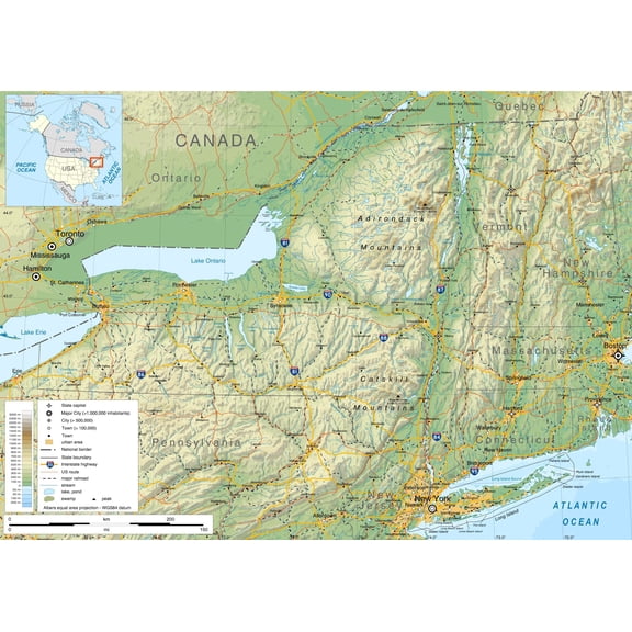 Wall Art Impressions 33x24in Laminated New York State Geographic Map-En