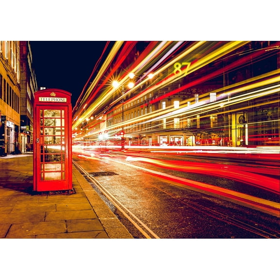 Wall Art Impressions 33x24in Photographic Print Poster Telephone booth Red London England Uk Street