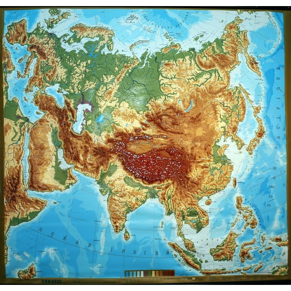 Wall Art Impressions 25"x24" Poster :: Physical Map of Kazakhstan [Plain Coated Paper]
