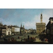 Wall Art Impressions 35x24in Fine Art Quality Poster Bernardo Bellotto - The Piazza della Signoria in Florence