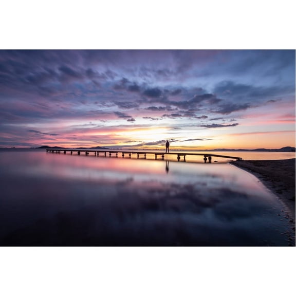 Wall Art Impressions 35x24in Photographic Print Poster Sunset Sunrise Nature Sky Ocean Sea Dawn Water