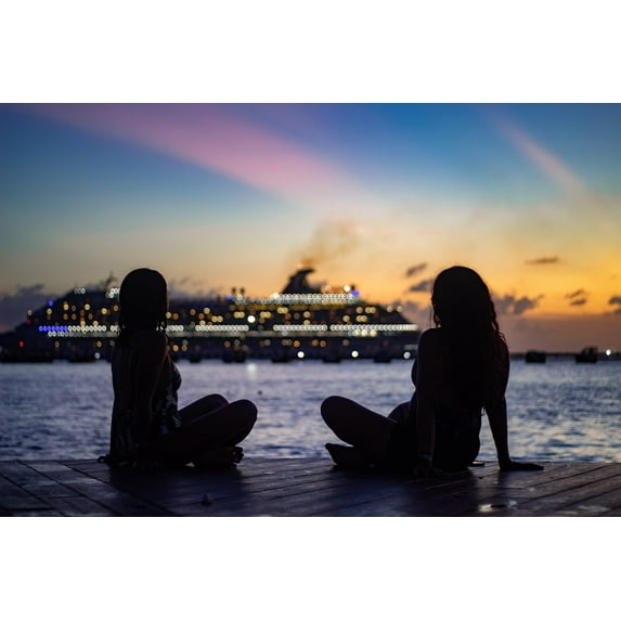 Wall Art Impressions 35x24in Photographic Print Poster Women Pair Silhouettes Female silhouettes Relaxing