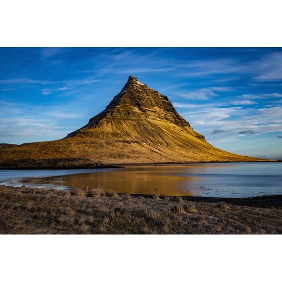 Wall Art Impressions 36x24in Mountain Cliff Lake Rock Water Sea Coast 【Photo Paper】