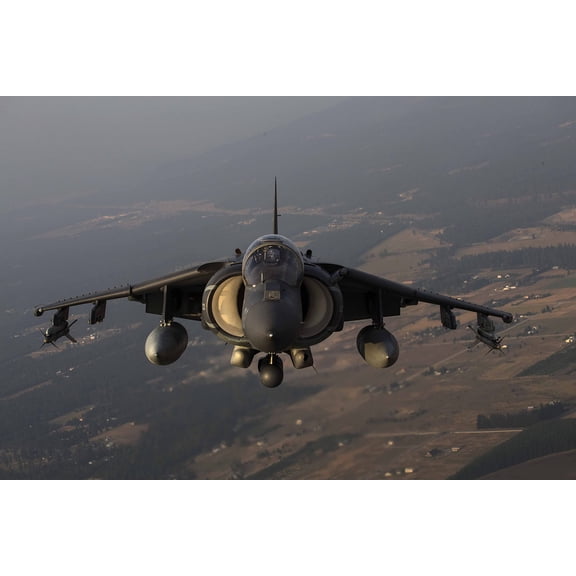 Wall Art Impressions 36x24in Photographic Print Poster Av-8b Harrier Ii Jet Vtol Aircraft Aviation Flight