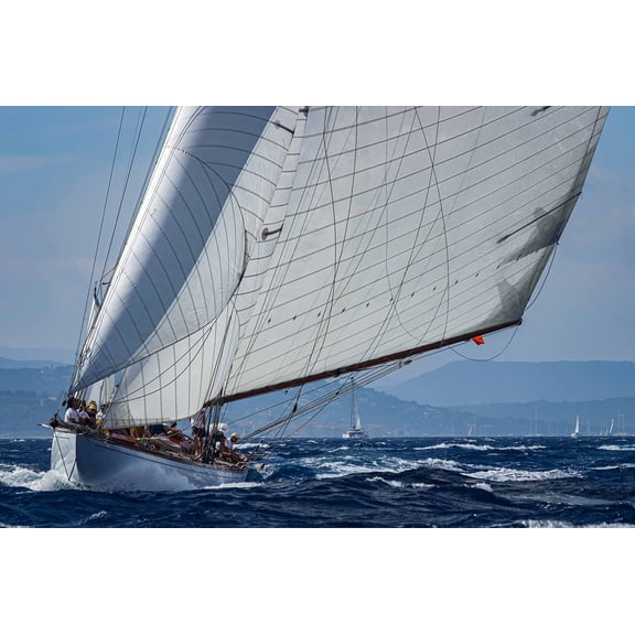 Wall Art Impressions 36x24in Photographic Print Poster Boat Sailing Sailboat Sea Ship Water Ocean Yacht