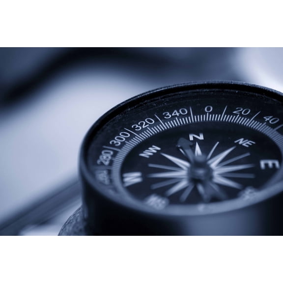 Wall Art Impressions 36x24in Photographic Print Poster Compass Orientation Map Address North South