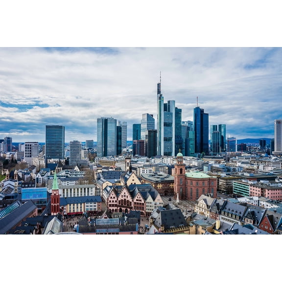 Wall Art Impressions 36x24in Photographic Print Poster Frankfurt Main Skyline Storm clouds Germany