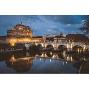 Wall Art Impressions 36x24in Photographic Print Poster Rome Castle Castel Santangelo Landmark Roman