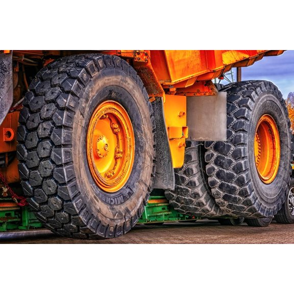 Wall Art Impressions 36x24in Photographic Print Poster Wheel Construction machine Dumper Technology