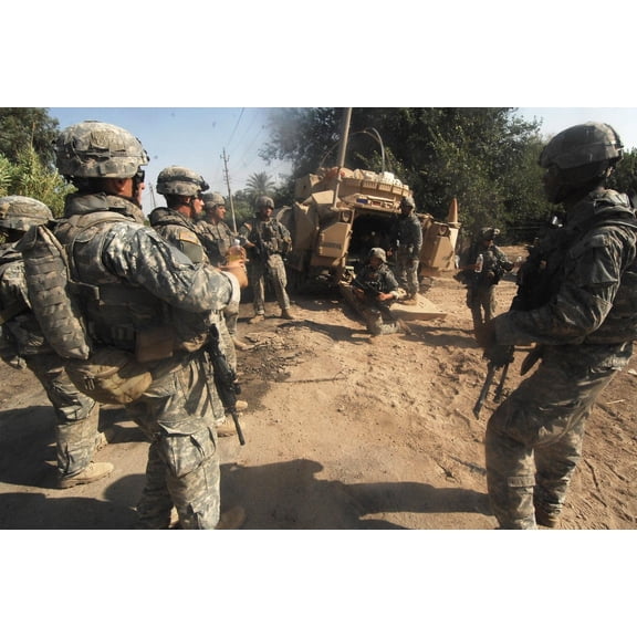 Wall Art Impressions 36x24in Photographic Quality Poster US Navy 070702-N-5555T-009 U.S. Army Soldiers from 2nd Platoon, Bravo Company