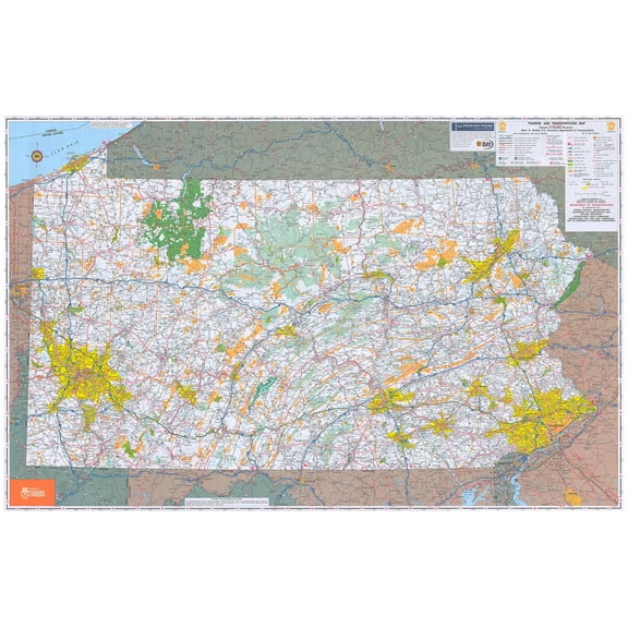 Wall Art Impressions 38x24in Poster Pennsylvania Road Transportation Tourism Map [Laminated]