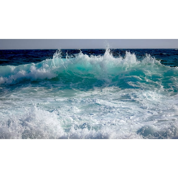 Wall Art Impressions 42x24in Photographic Print Poster Wave Splash Ocean Water Sea Nature Liquid Surf