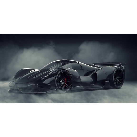 Wall Art Impressions 47x24in Photographic Print Poster Black Car Concept Vehicle Auto Speed