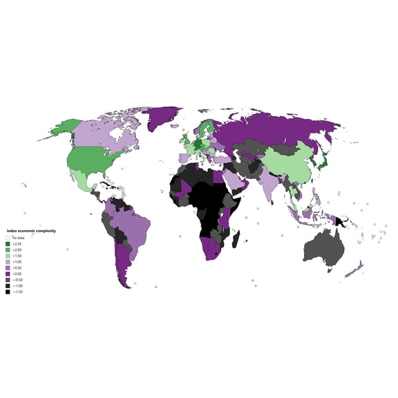 Wall Art Impressions 48x24in Photo Paper Indexcomplexity map. how difficult it is for a nation to produce the products it sells to other countries