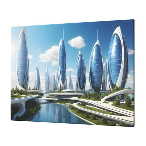 Wall Art Innovative Skyscraper Architecture Picture Canvas Wall Art Print Paintings Modern Artwork For Living Room Wall Decor And Home Décor Framed Ready To Hang-12×16 In