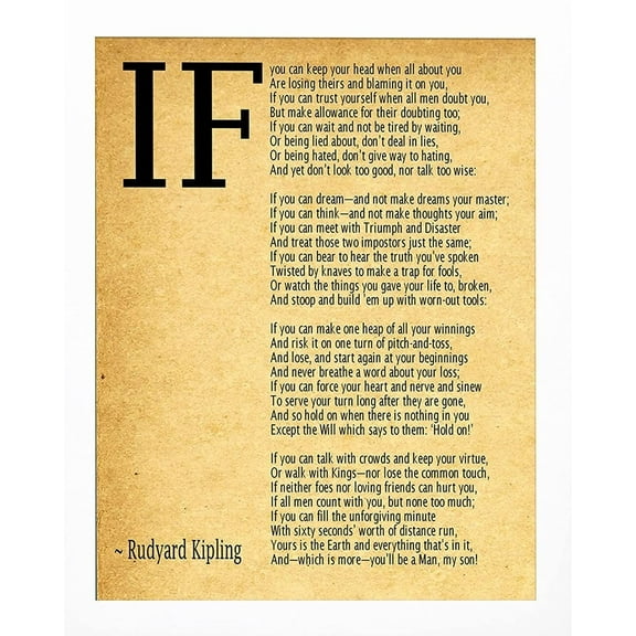 Wall Art Inspiring Room Decor IF You Can Keep Your Head Inspirational Wall Art, IF By Rudyard Kipling Rudyard Kipling Poem Home Office Decor Motivational Wall Art IF Quotes