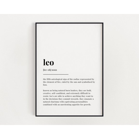 Wall Art, Leo Definition Meaning, Leo Gift, Print, Quote Print, Leo Definition Print Home Decor #3467, Unframed Poster Size 8x12