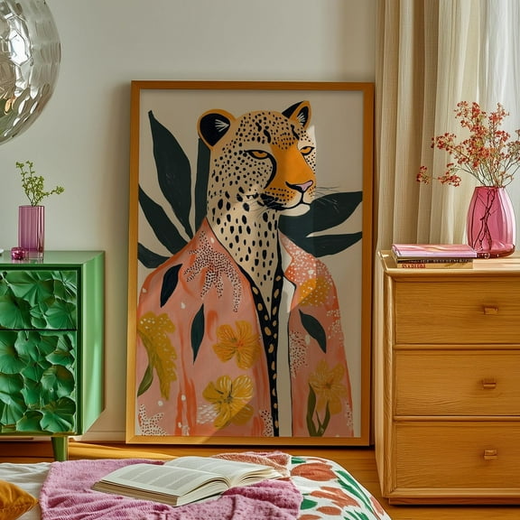 Wall Art, Leopard Print Art, Boho Bedroom Decor, Burnt Orange Home Decor, Neutral Colors Wall Art, Modern Boho Living Room Decor, Eclectic Wall Art, Modern Wall Decor For Living Room, 8x12 UNFRAMED