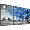 thumbnail image 1 of Wall Art For Living Room black and white Blue tree moon Canvas Wall Decor for Home artwork Painting 12" x 16" 3 Pieces Canvas Print For bedroom Decor Modern Salon kitchen office Hang a picture, 1 of 5