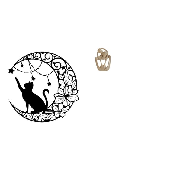 Wall Art Metal Black Cat Sculpture Iron Resin Minimalist Decor Gift for Living Room Office Cafe Lovers