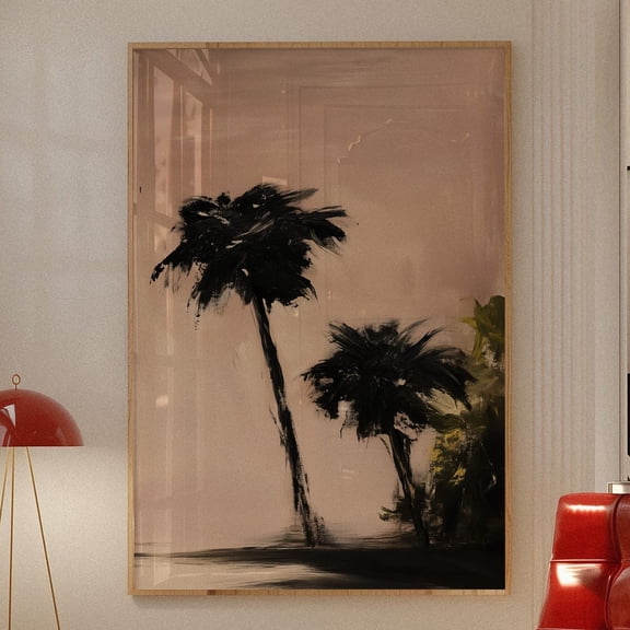Wall Art, Minimal Palm Tree Print, Aesthetic Tropical Sunset Decor, Beach House Wall Art, Modern Coastal Landscape For Bedroom Or Living Wall Art, Modern Wall Decor For Living Room, 16x24 UNFRAMED