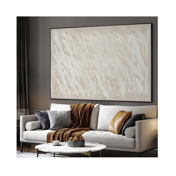 Wall Art Minimalist Abstract Brushstroke Poster Neutral White Beige Modern Decor For Living Room No d